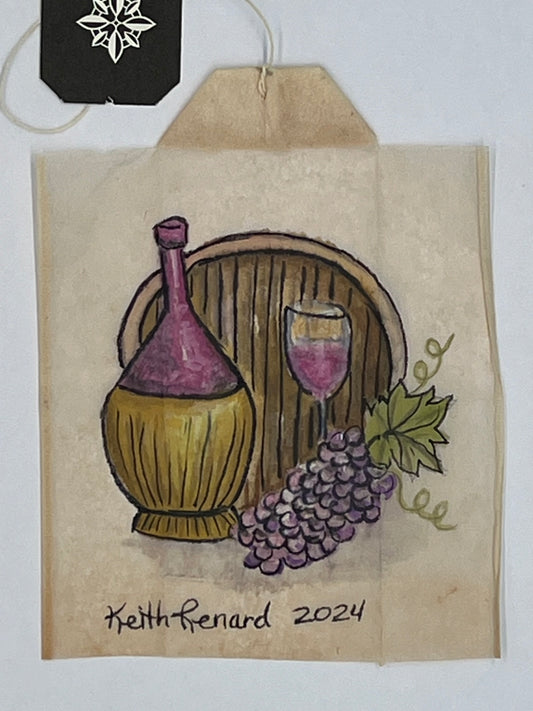 Grape wine bottle and barrel
