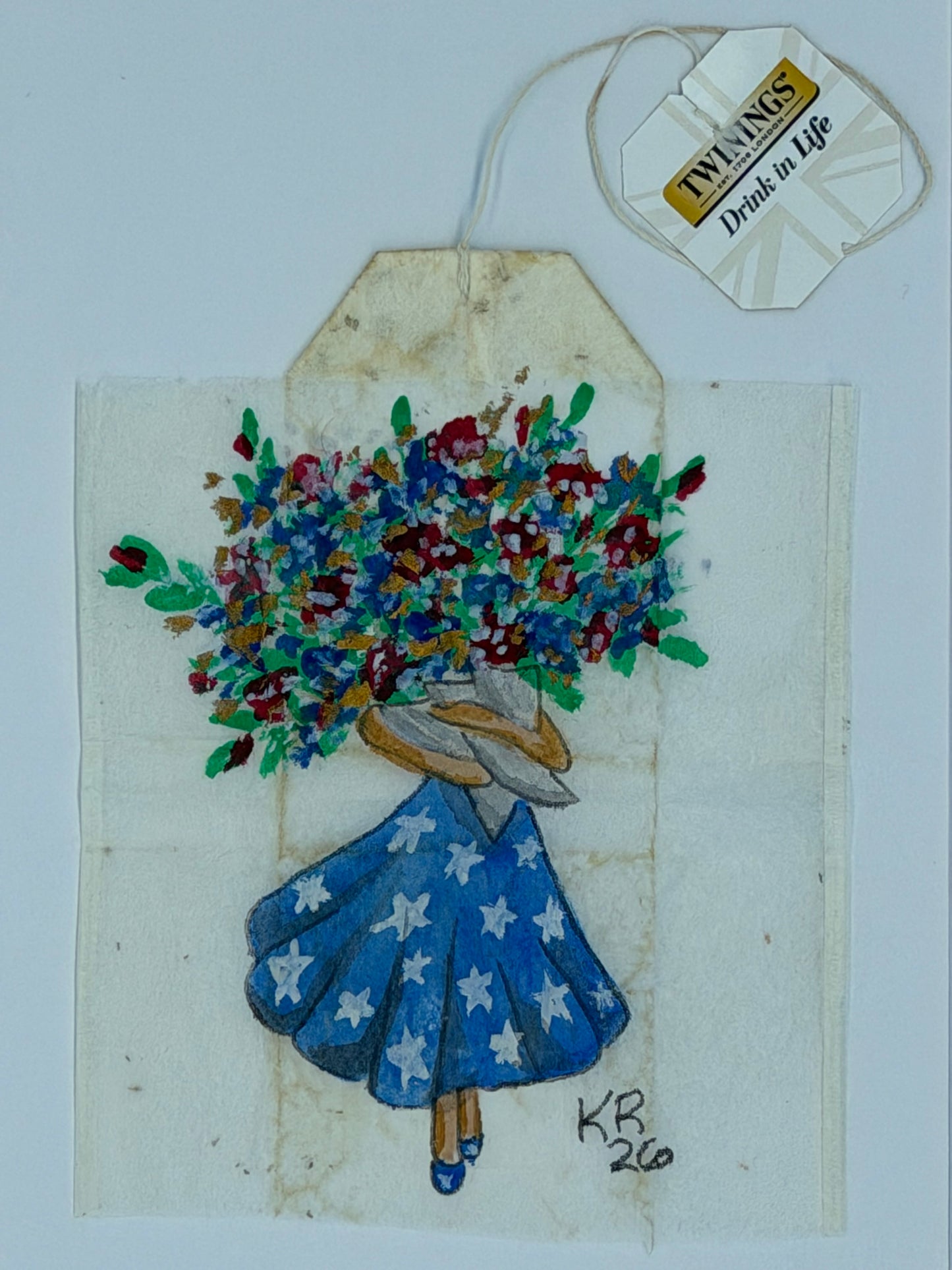 Girl in Blue Dress white stars