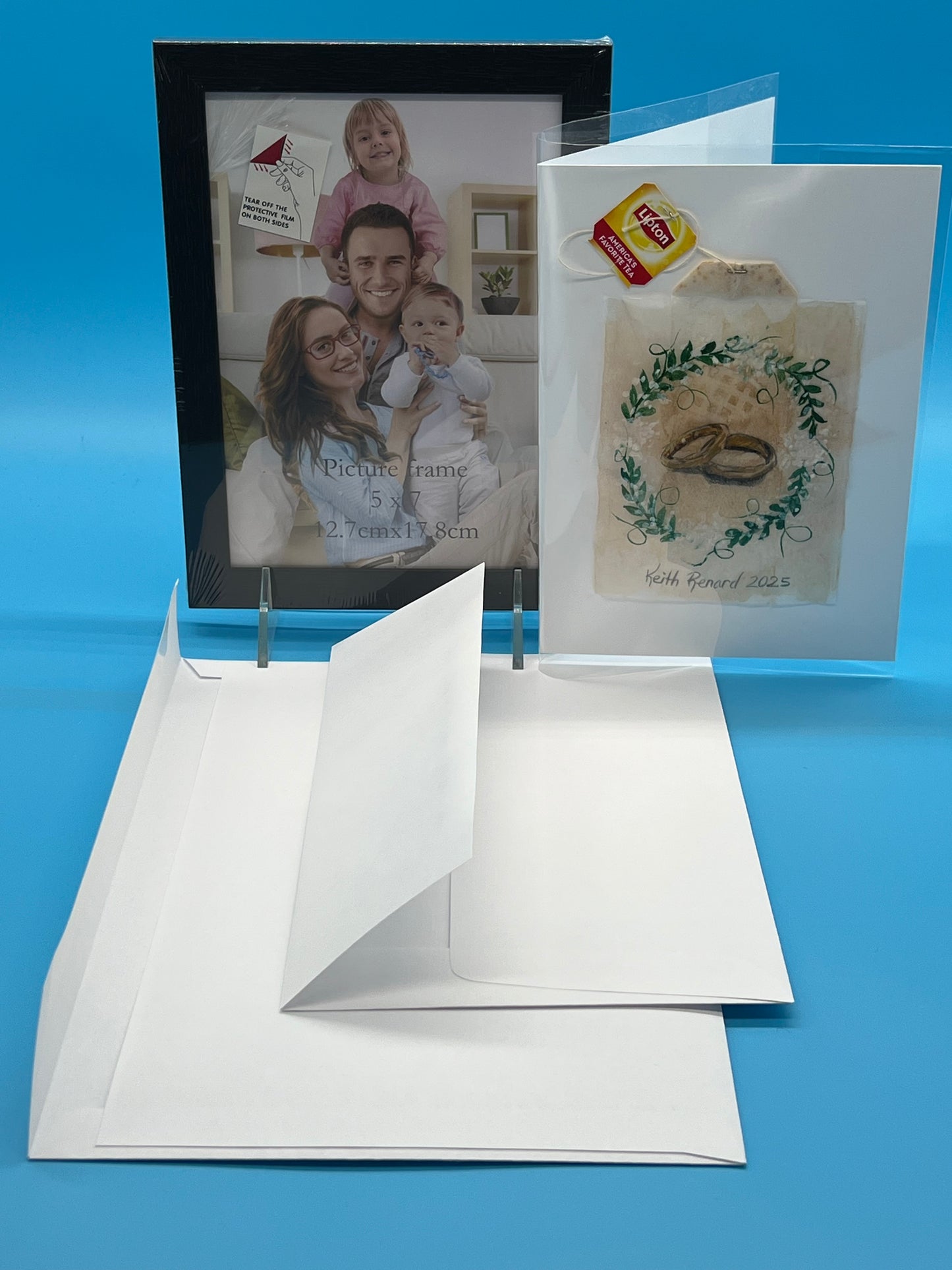Teabag greeting card Wedding rings