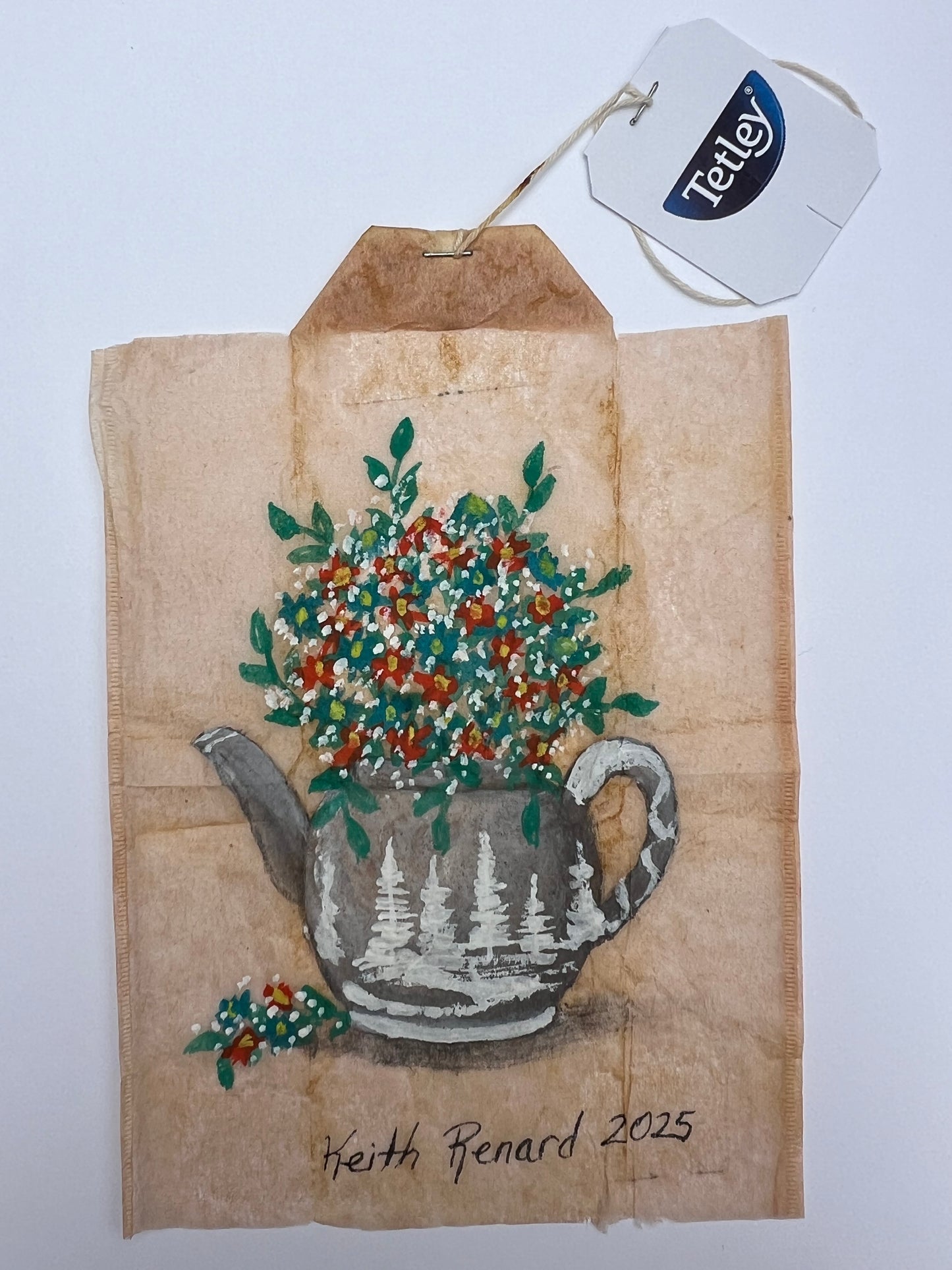 Teabag greeting card tree with flowers