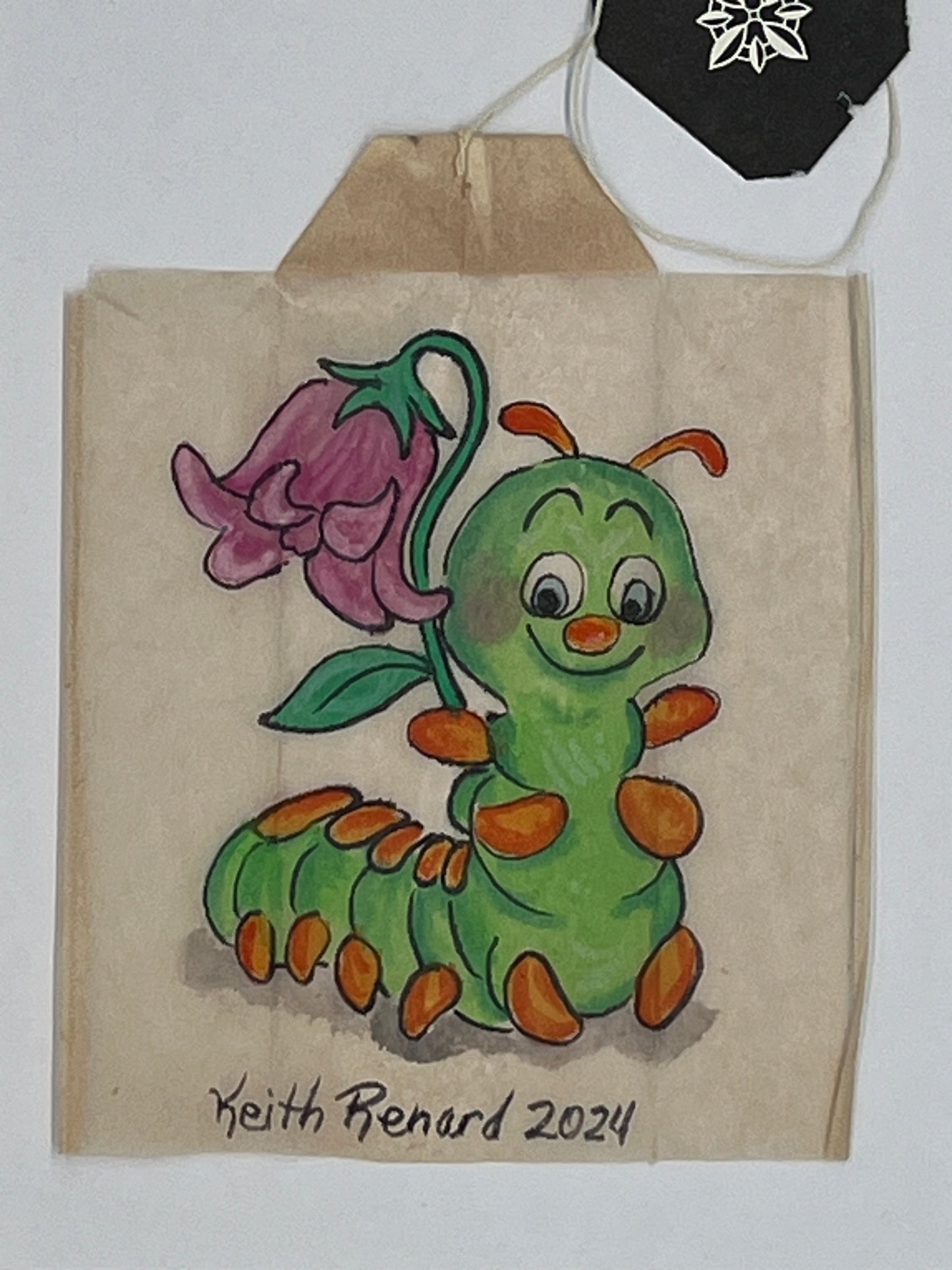 Happy Caterpillar with flower