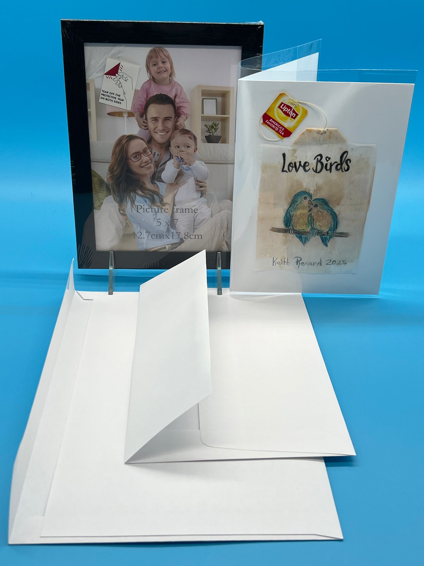Teabag greeting card Love Birds