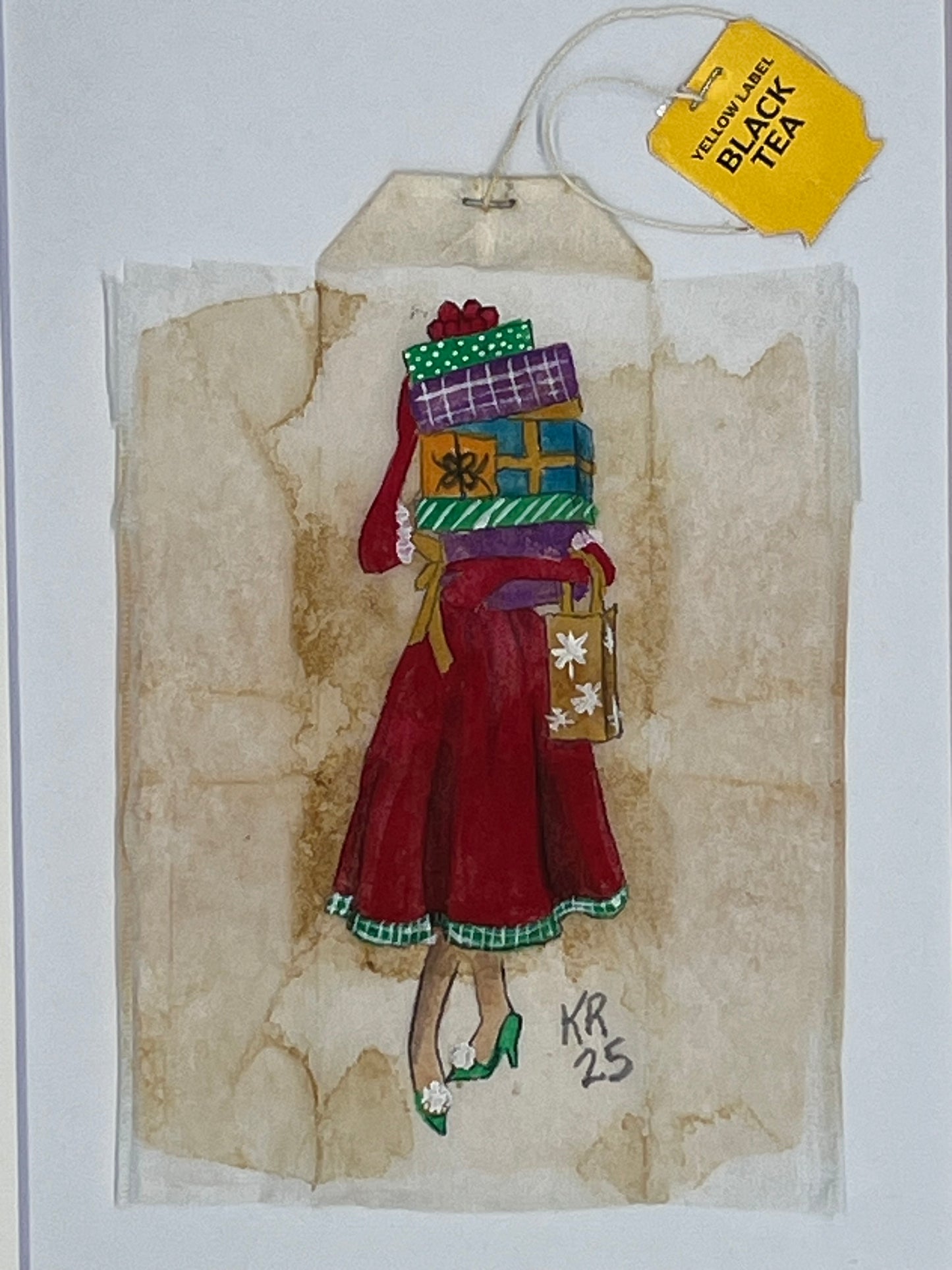 Retro Girl holding presents