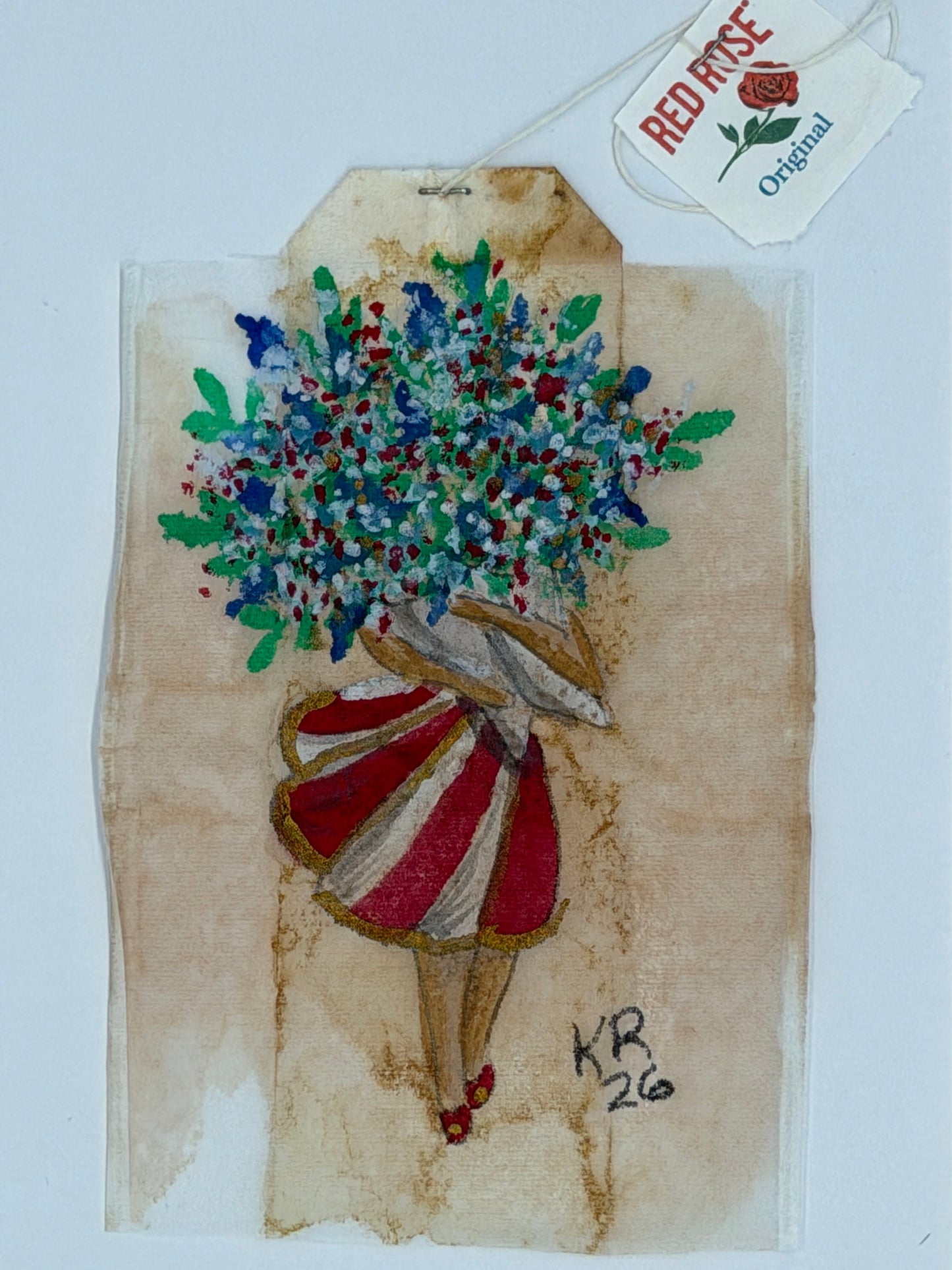 Girl in Red/White dress with flowers