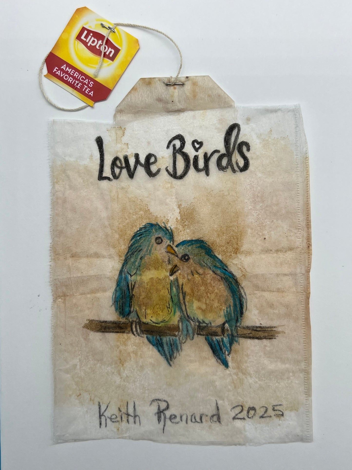 Teabag greeting card Love Birds