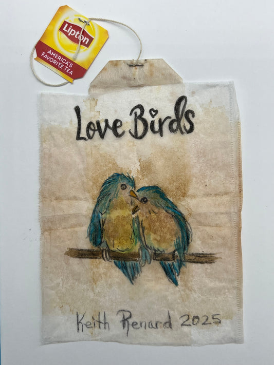 Teabag greeting card Love Birds