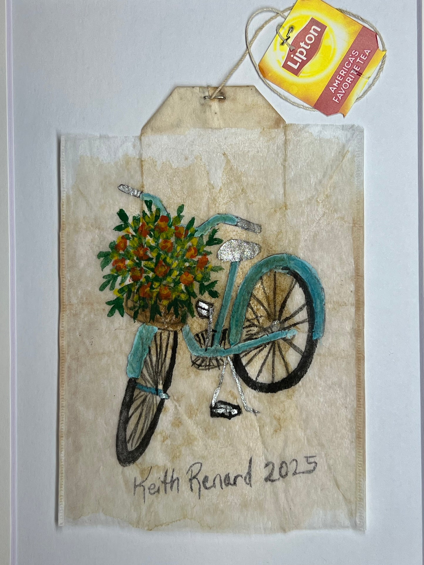 Lite Blue Bike with flowers