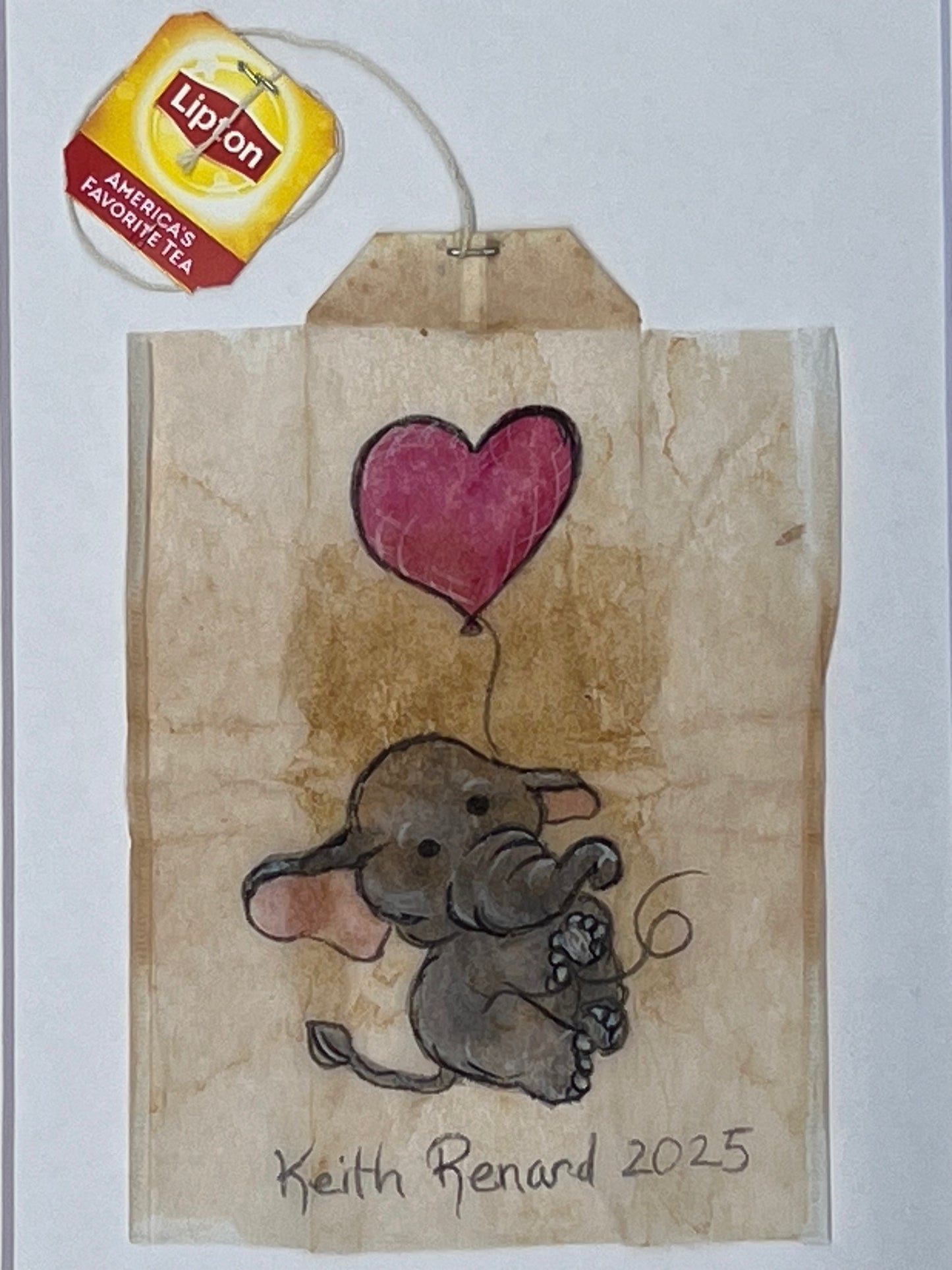 Elephant with Heart Balloon