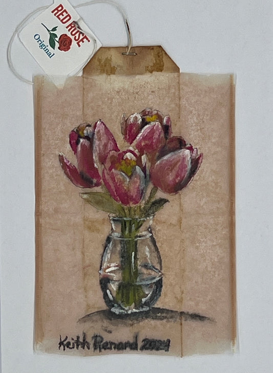 Vase of Pink Tulips