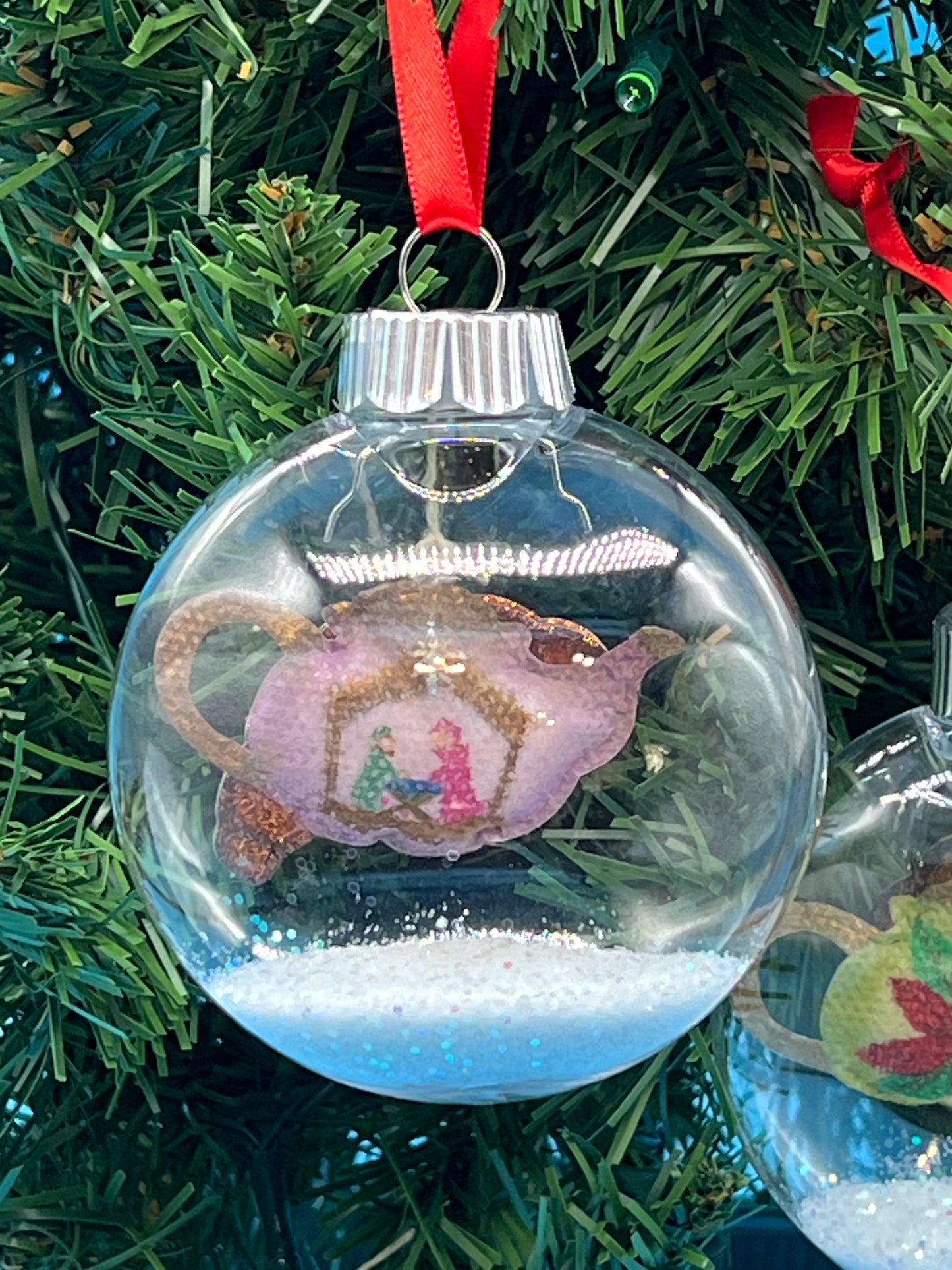 Teapot Ornament with Holy Family