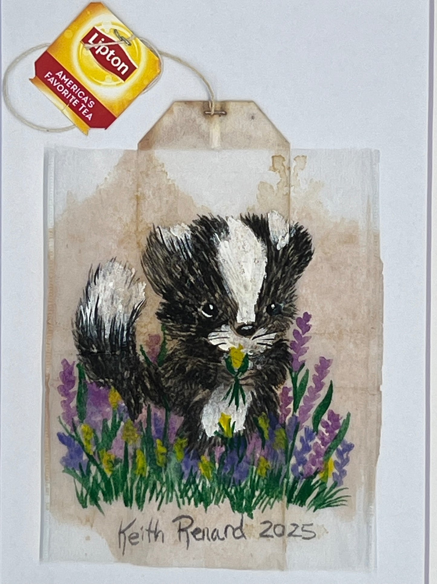 Skunk with Purple flowers