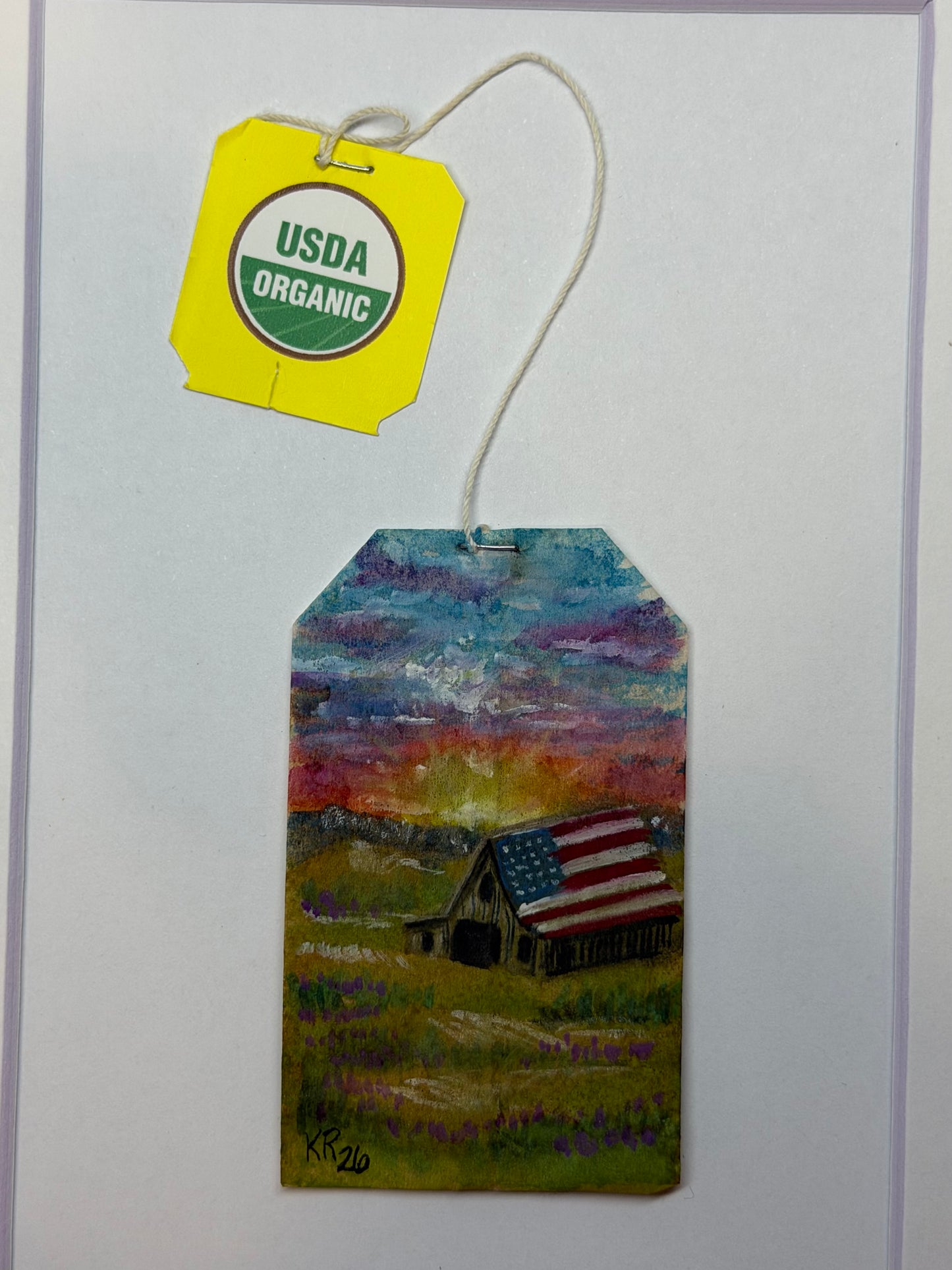 Mini Teabag Barn with American Flag