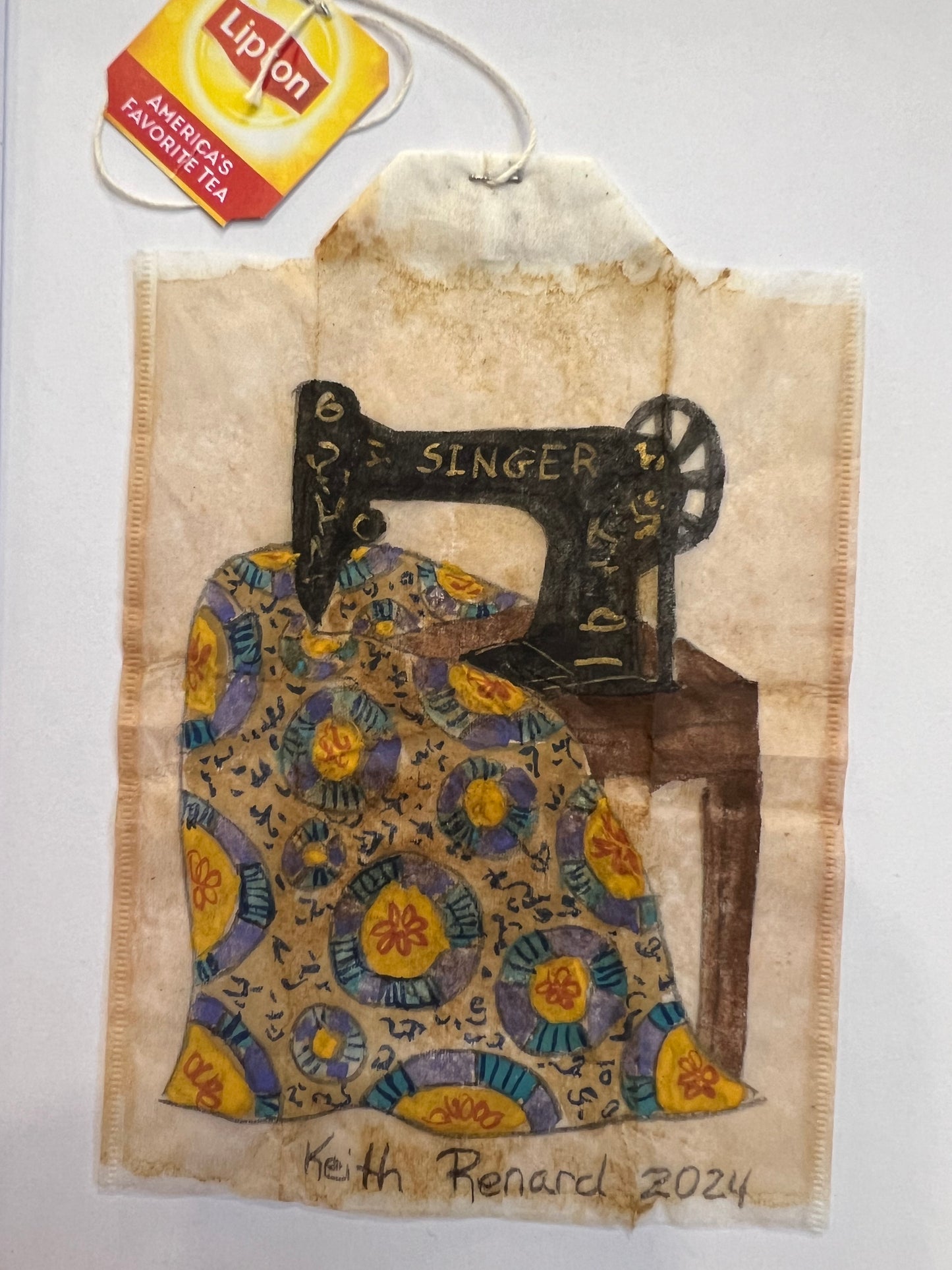 Sewing Machine Quilt Blue, gold