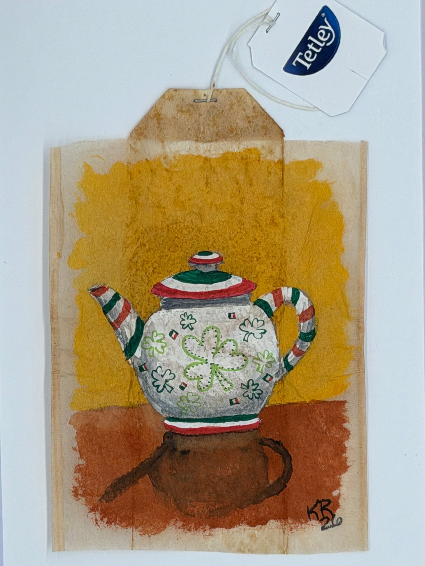 Teapot and cup Orange and Green Shamrocks