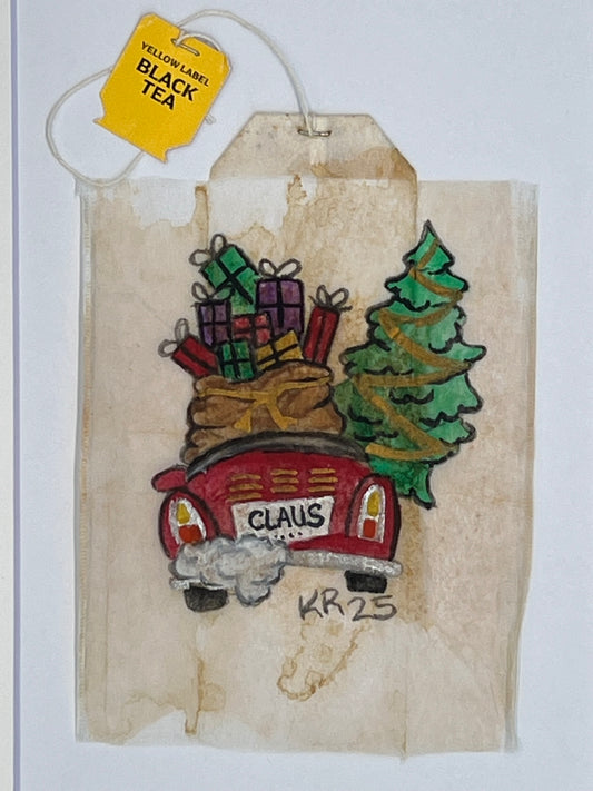 Car with presents and tree Claus