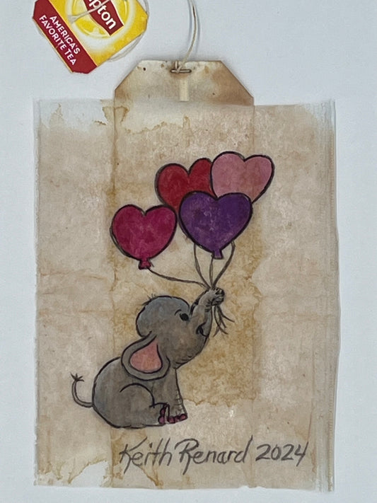 Baby Elephant with Heart balloons