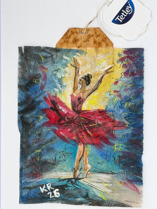 Painterly Dancer in Red Dress