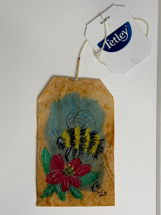 Mini Teabag Bee on a Red flower