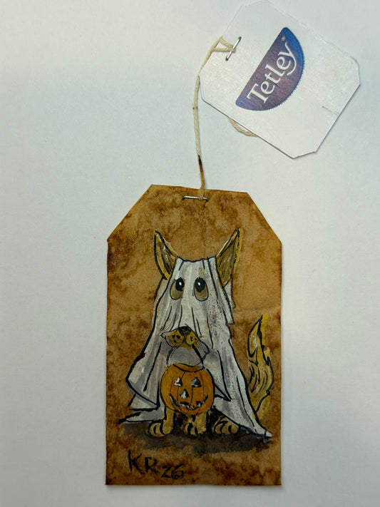 Mini Teabag Halloween Tan Dog Ghost