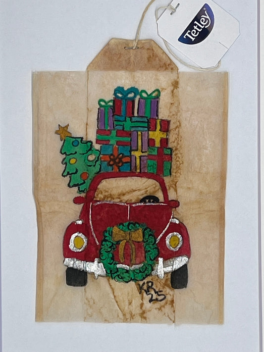 Car with presents tree and wreath