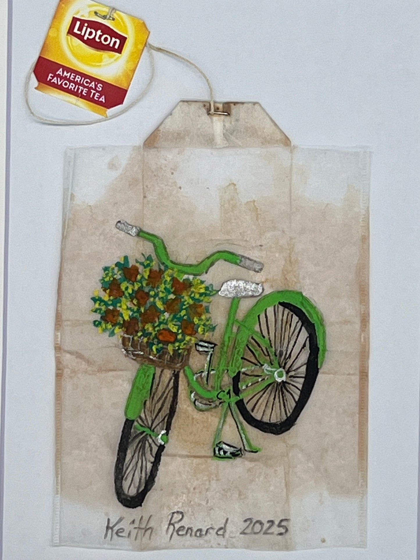 Green Bike with flowers