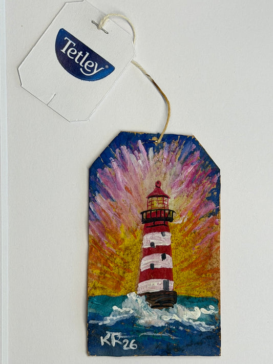 Mini Teabag Red and White Lighthouse