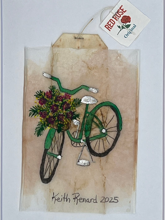 Green Bike with flowers