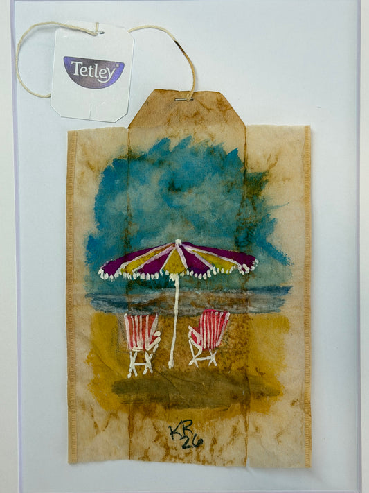 Beach chairs and umbrella Purple and Yellow