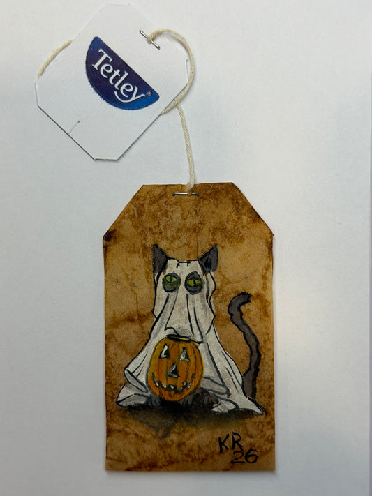 Mini Teabag Halloween Black Cat Ghost