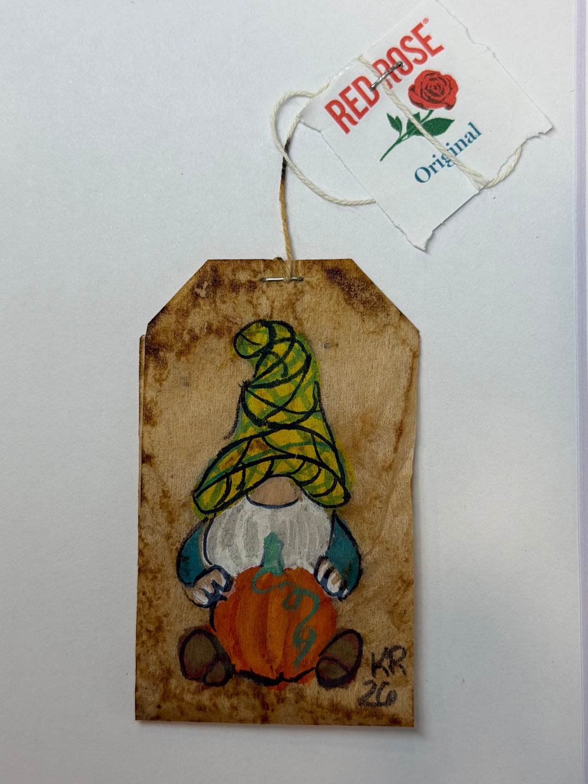 Mini Teabag Gnome yellow green hat