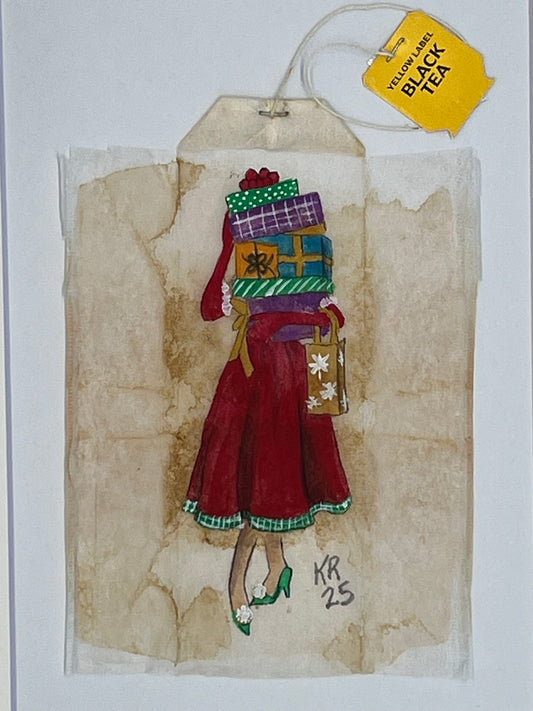 Retro Girl holding presents