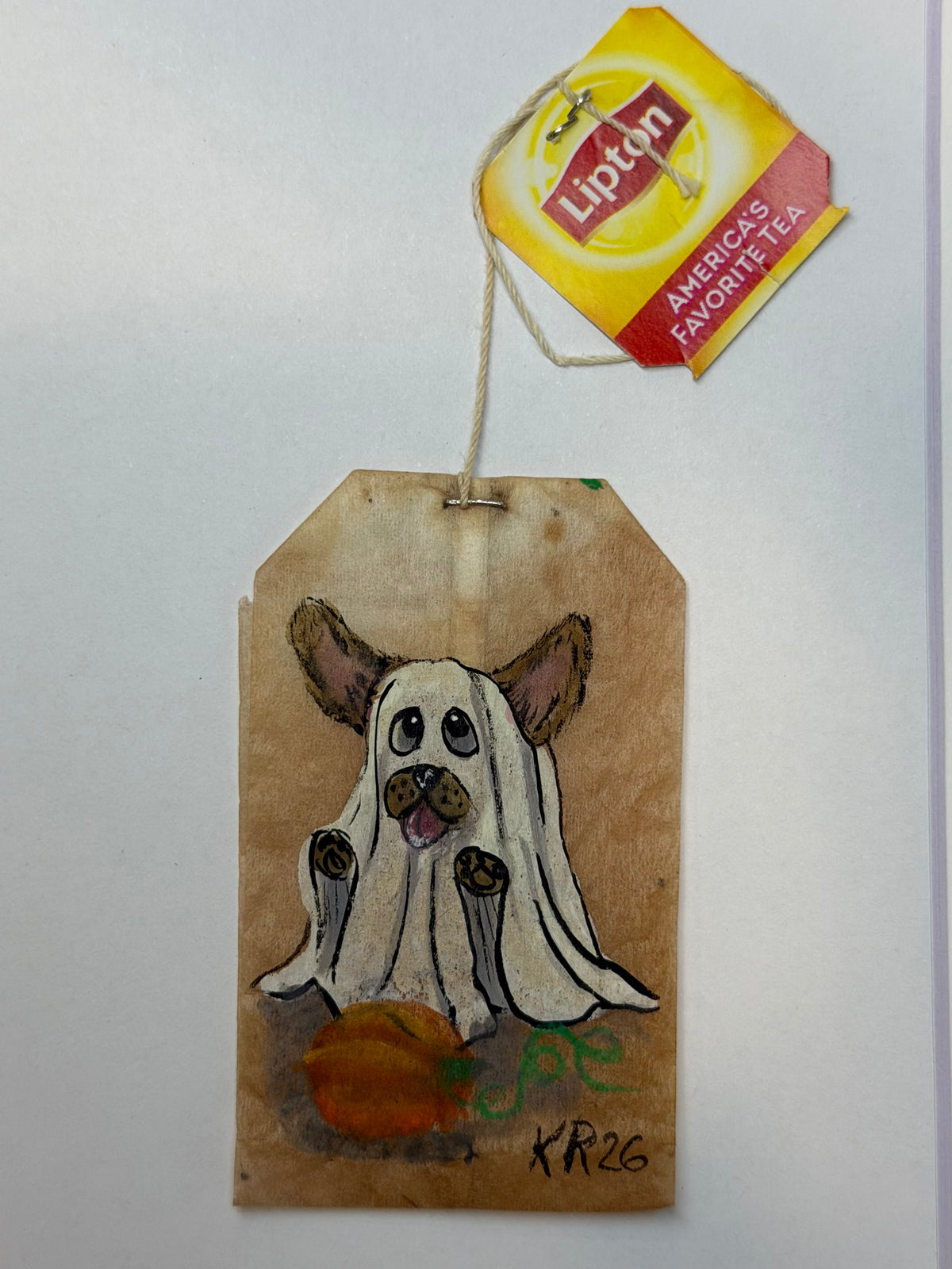 Mini Teabag Halloween Brown Dog Ghost