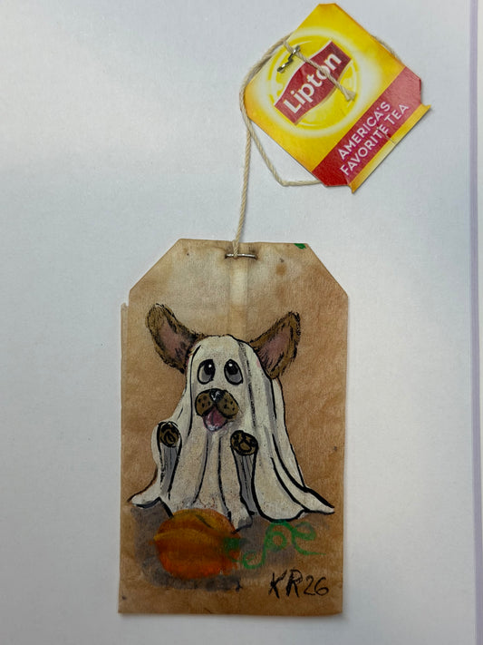 Mini Teabag Halloween Brown Dog Ghost