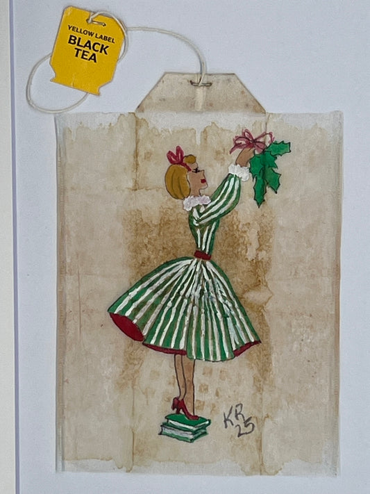 Girl with Green and white dress