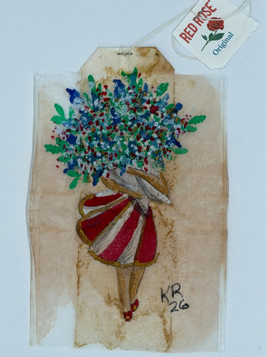 Girl in Red/White dress with flowers