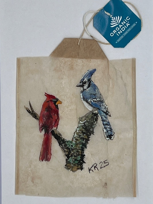 Cardinal  and a Blue Jay