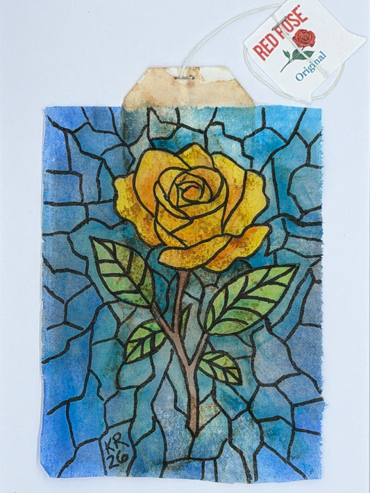 Stained Glass Yellow Rose