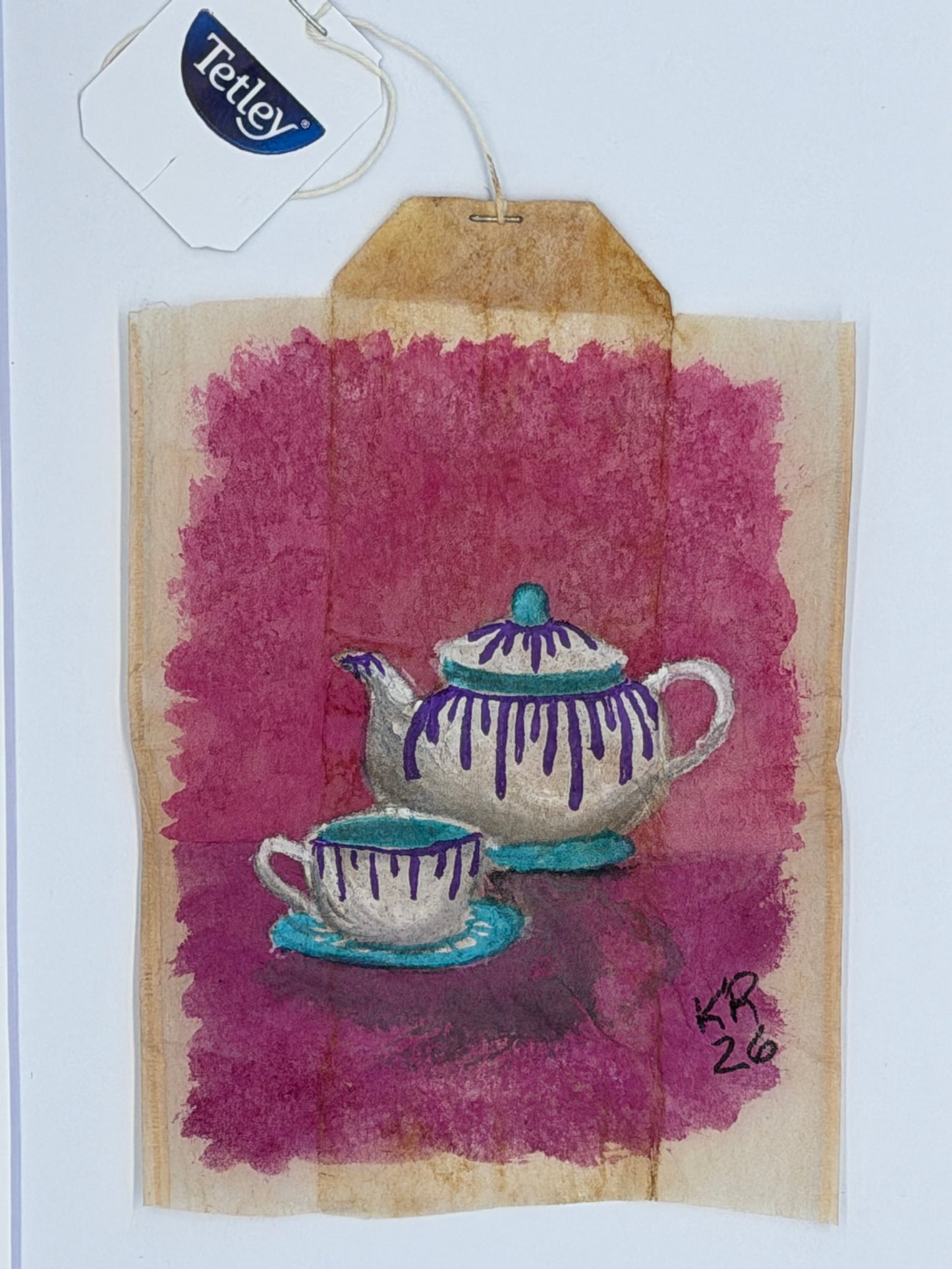 Teapot and cup purple and blue