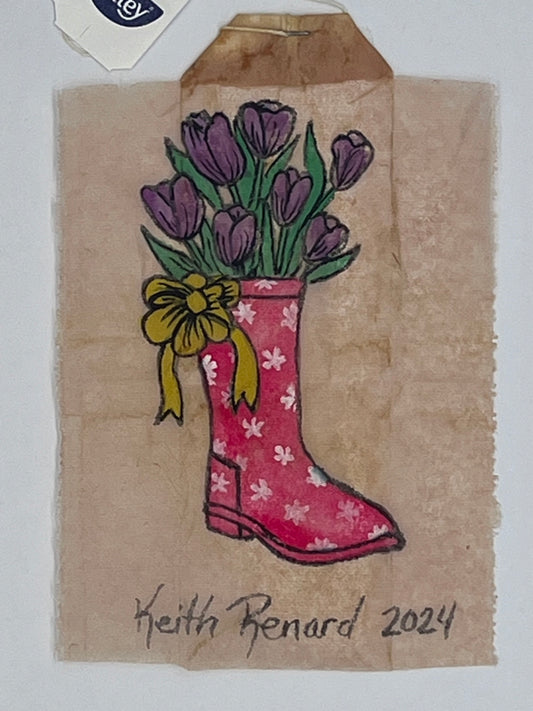 Pink boots with flowers