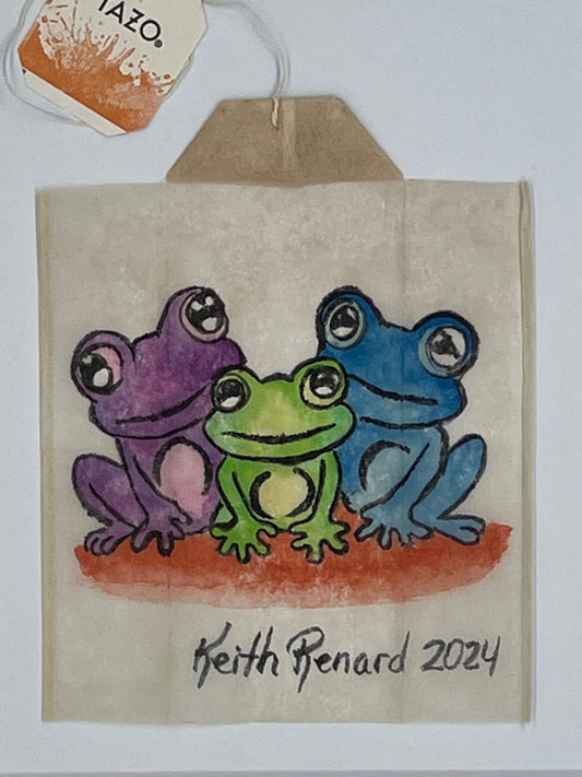 Colorful trio of frogs