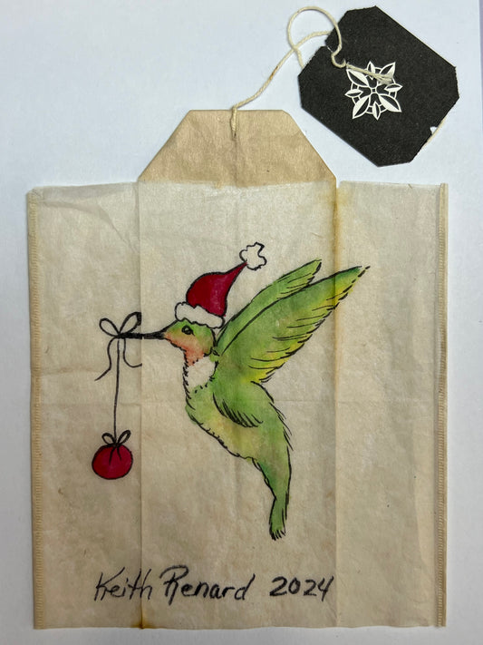 Hummingbird with Santa Hat