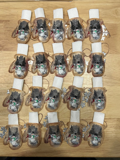 Limited Edition Snowman with Cardinal Mitten Ornament