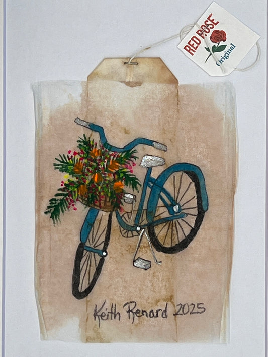 Blue Bike with flowers